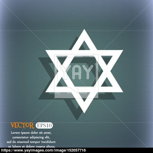 Pentagram Icon On The Blue Green Abstract Background With Shadow