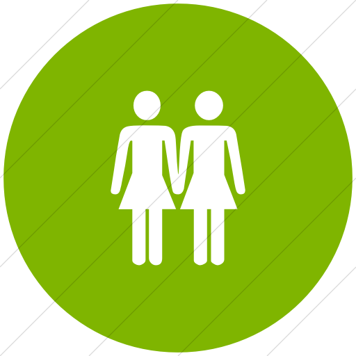 Flat Circle White On Green Classica Two Women Holding