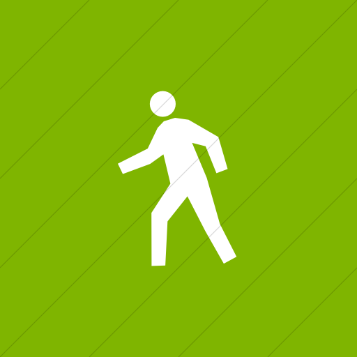 Flat Square White On Green Classica Student Walking Icon