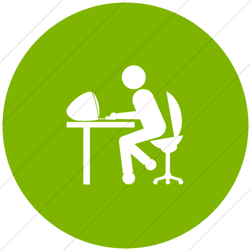 Flat Circle White On Green Classica Working Person Icon