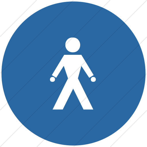 Flat Circle White On Blue Classica Walking Man Icon