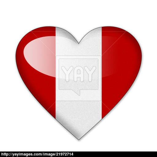 Peru Flag In Heart Shape Isolated On White Background Image