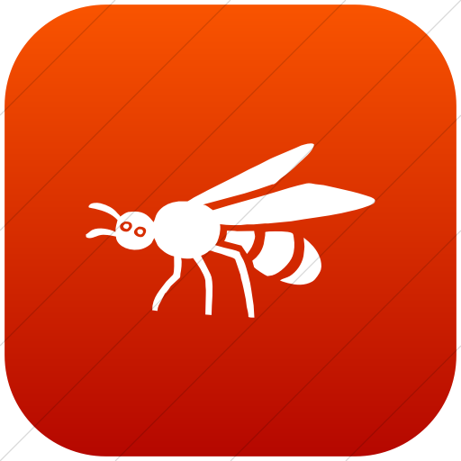 Flat Rounded Square White On Red Gradient Animals Bee Icon