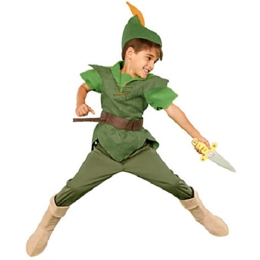 Peter Pan Deluxe Costume Hat Shirt Pants Boot Bow Arrows Dagger