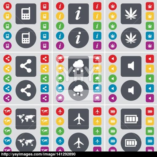 Mobile Phone, Information, Marijuana, Share, Cloud, Sound, Globe