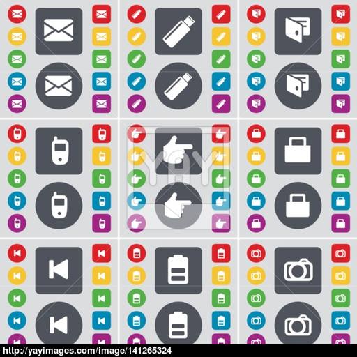 Message, Usb, Wallet, Mobile Phone, Hand, Lock, Media Skip