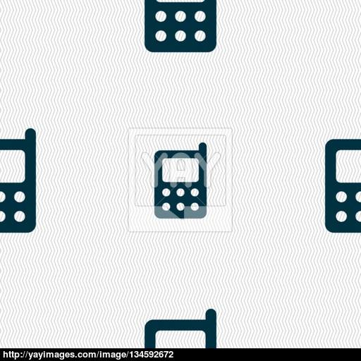 Mobile Phone Icon Sign Seamless Pattern With Geometric Texture