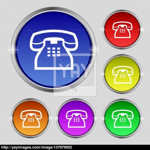Retro Telephone Handset Icon Sign Round Symbol On Bright