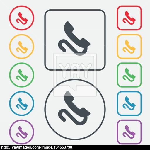Retro Telephone Handset Icon Sign Symbol On The Round And Square