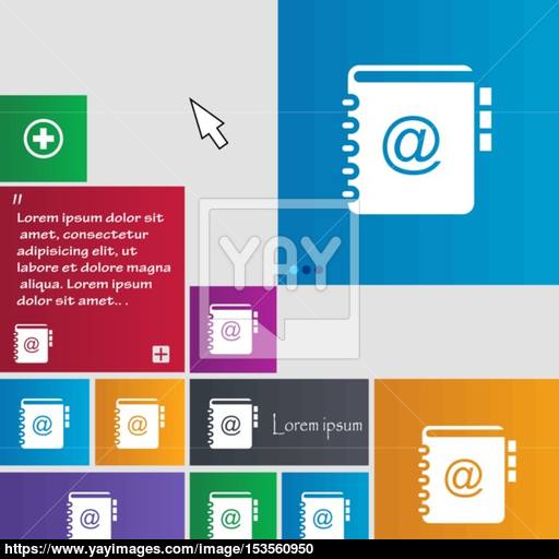Notebook, Address, Phone Book Icon Sign Buttons Modern Interface