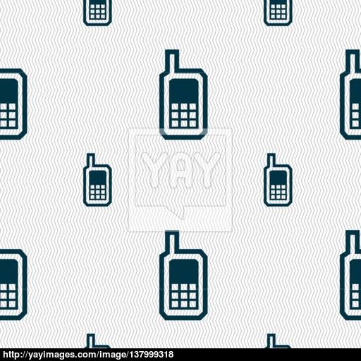 Mobile Phone Icon Sign Seamless Pattern With Geometric Texture