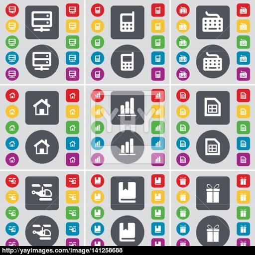 Server, Mobile Phone, Keyboard, House, Diagram, File, Helicopter