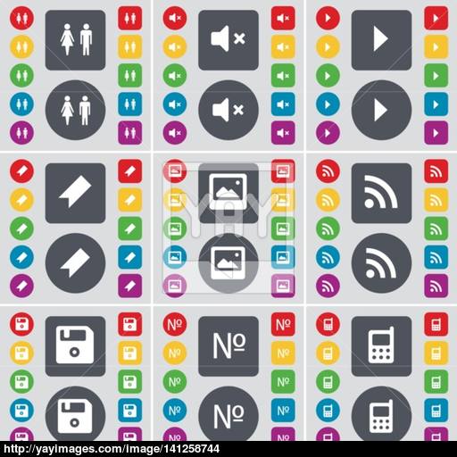 Silhouette, Mute, Media Play, Marker, Window, Rss, Floppy, Number