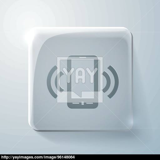 Ringing Phone, The Call Glass Square Icon Vector