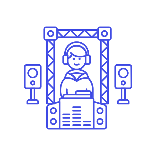 Dj, Booth Icon Free Of Stream Line Ux Free Pack Duetone Line