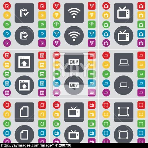Survey, Wi Fi, Retro Tv, Window, Buy, Laptop, File, Frame Icon