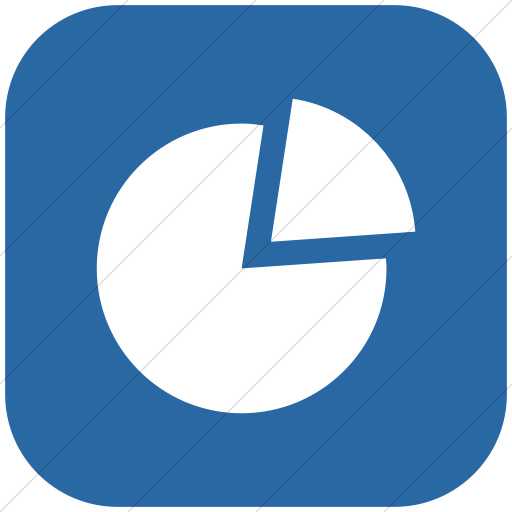 Flat Rounded Square White On Blue Raphael Pie Chart Icon