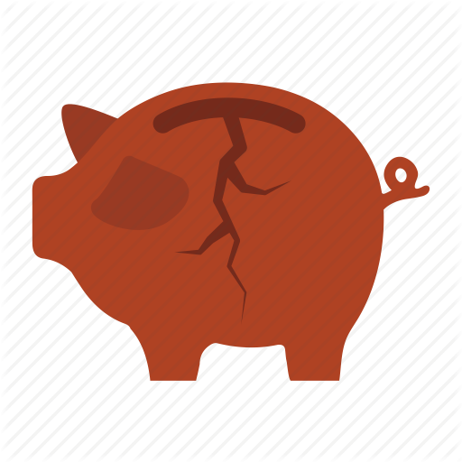 Bankrupt, Broken, Destitution, Extravagant, Penury, Piggy Bank