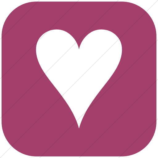 Flat Rounded Square White On Pink Classica Black Heart