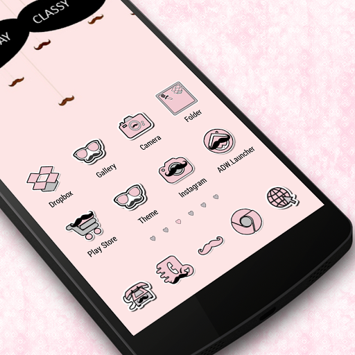 Pink Mustache Theme Icon Pack Latest Version Apk