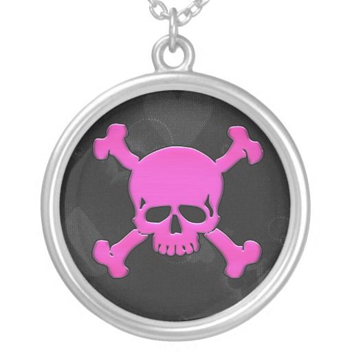 Girly Pink Skull And Crossbones Necklace Goth Jewelry Skulls