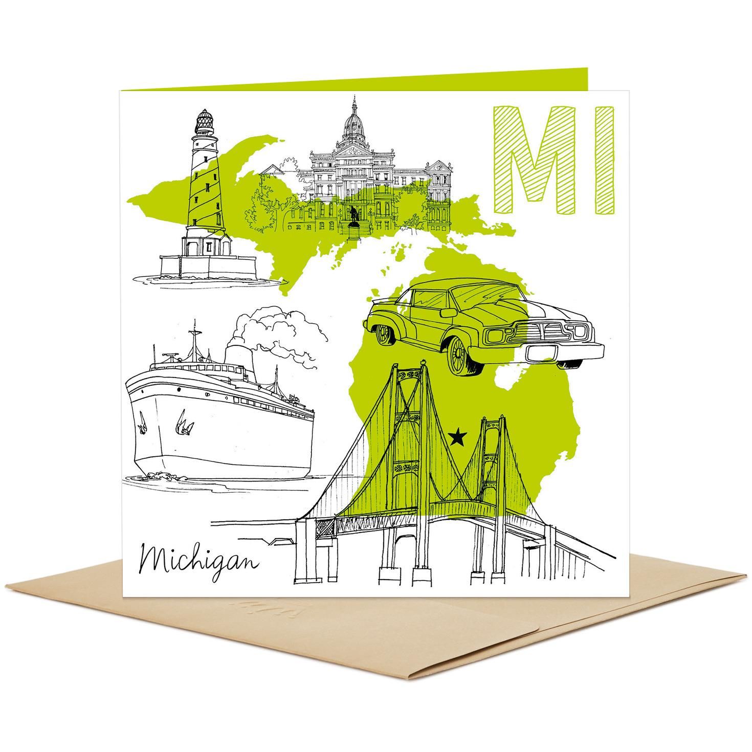 Washington, D C Sketched Icons Blank Card