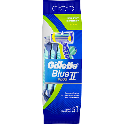 Gillette Blue Ii Plus Pivot Razor Sensitive Disposable Pack
