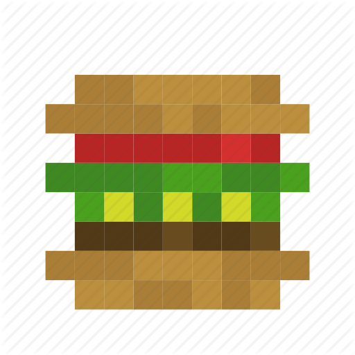 Burger, Fastfood, Food, Ham, Hamburger, Junkfood, Pixelart Icon