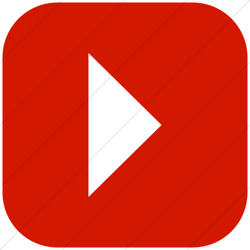 Flat Rounded Square White On Red Classica Play Button Icon