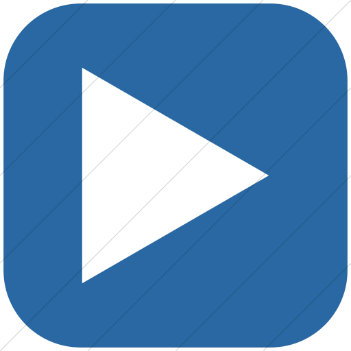 Flat Rounded Square White On Blue Raphael Button Play Icon