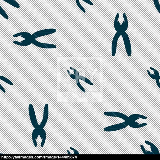 Pliers Icon Sign Seamless Pattern With Geometric Texture Vector