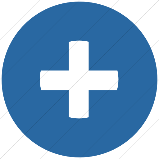 Flat Circle White On Blue Classica Plus Sign Icon