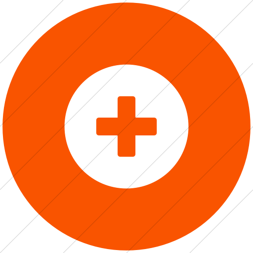 Flat Circle White On Orange Encircled Solid Plus Icon