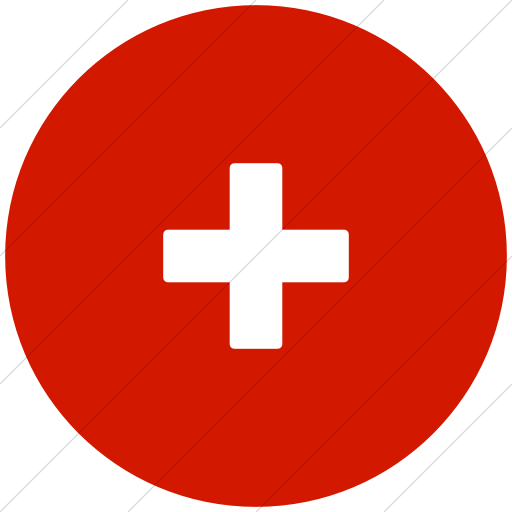 Flat Circle White On Red Foundation Plus Icon