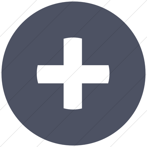 Flat Circle White On Blue Gray Classica Plus Sign Icon