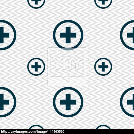 Plus Sign Icon Positive Symbol Zoom In Seamless Pattern