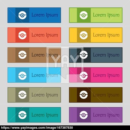 Pokeball Icon Sign Set Of Twelve Rectangular, Colorful, Beautiful