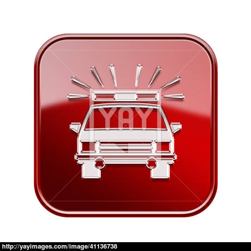 Police Icon Glossy Red, Isolated On White Background Image