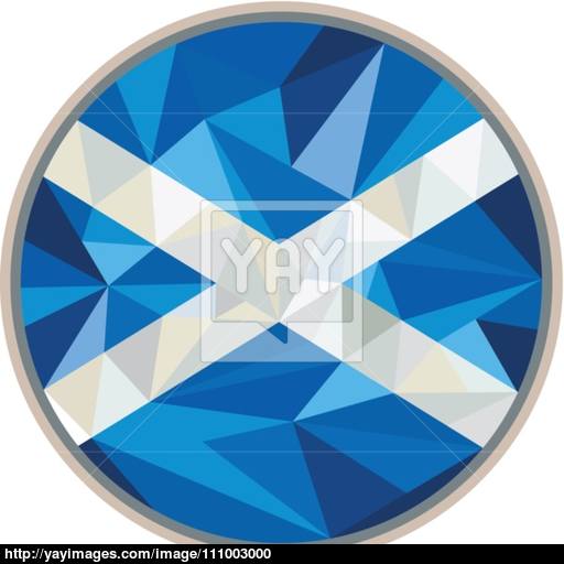 Scotland Flag Icon Circle Low Polygon Vector