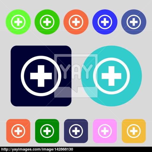 Plus Sign Icon Positive Symbol Zoom In Colored Buttons Flat