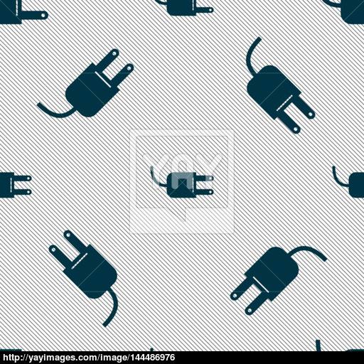 Electric Plug Sign Icon Power Energy Symbol Seamless Pattern