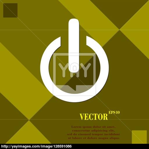 Power Icon Symbol Flat Modern Web Design With Long Shadow