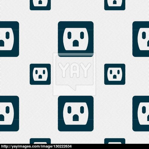 Electric Plug, Power Energy Icon Sign Seamless Pattern