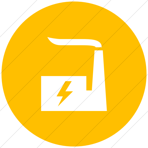 Flat Circle White On Yellow Iconathon Power Plant Icon