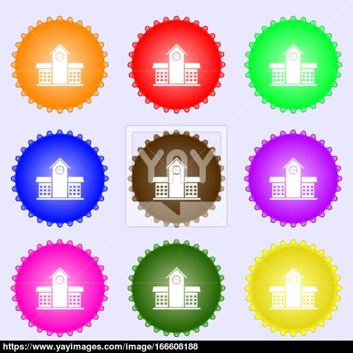 School Professional Icon Sign Big Set Of Colorful, Diverse, High