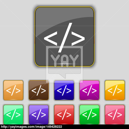 Code Sign Icon Programming Language Symbol Set Of Colored