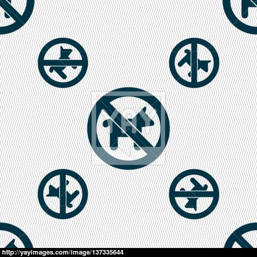 Dog Walking Is Prohibited Icon Sign Seamless Pattern