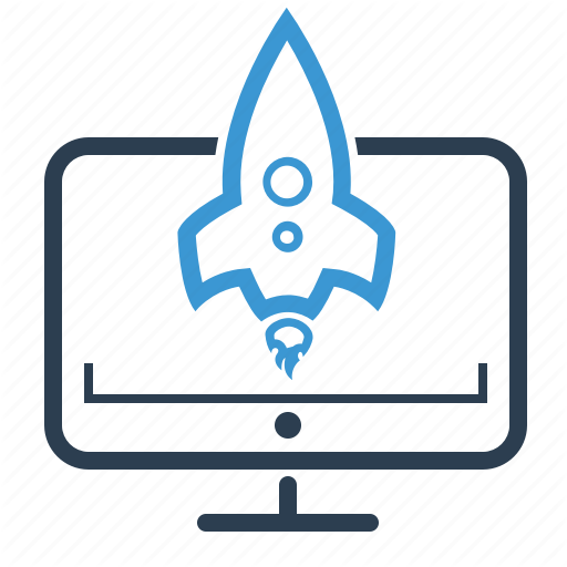 Project Launch, Rocket, Screen, Spaceship, Startup Icon