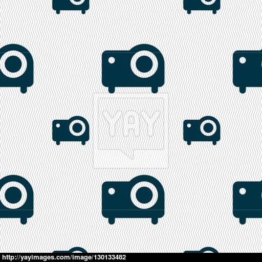 Projector Icon Sign Seamless Pattern With Geometric Texture