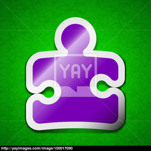 Puzzle Piece Icon Sign Symbol Chic Colored Sticky Label On Green